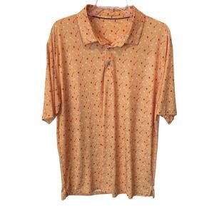 Golf Gentry Novelty Orange Golf Print Performance Short Sleeve Polo Shirt Large